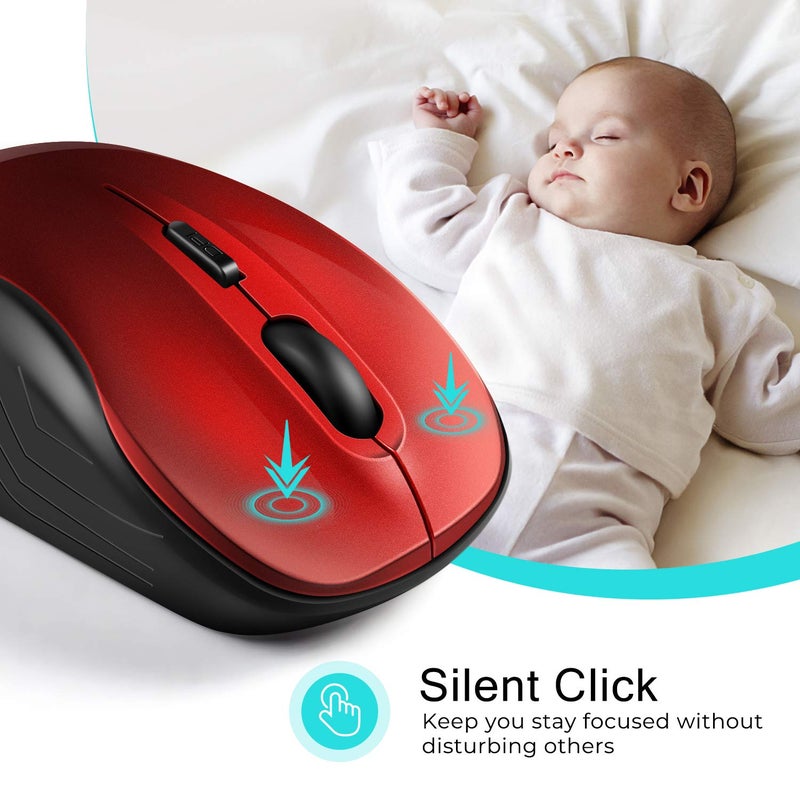 LeadsaiL Wireless Mouse, 2.4Ghz USB Cordless Mouse for Laptop, Compact Silent Mice, 4 Buttons, 3 Adjustable DPI, Ergonomic Optical Mouse for MacOS and Windows Coumpter, Notebook - Image 2
